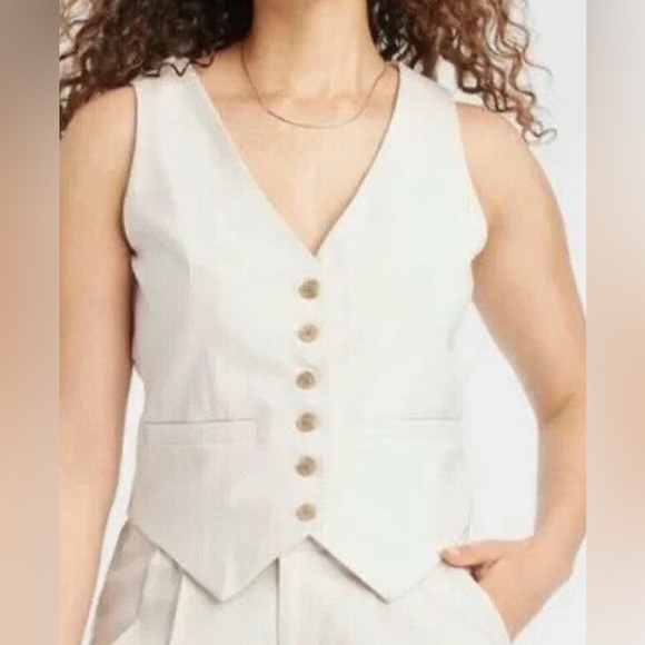 A New Day Jackets & Blazers - A New Day Women's Tailored Vest Cream White Tan Career Wear Size Large NWT